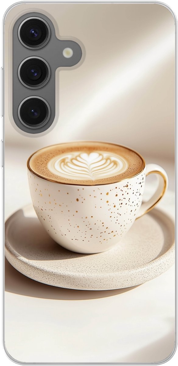 Telefoonhoesje Geschikt voor Samsung Galaxy S25 hoesje - Cappuccino - Schuim - Schotel - Beige - Siliconen Telefoonhoesje Telefoonhoesje