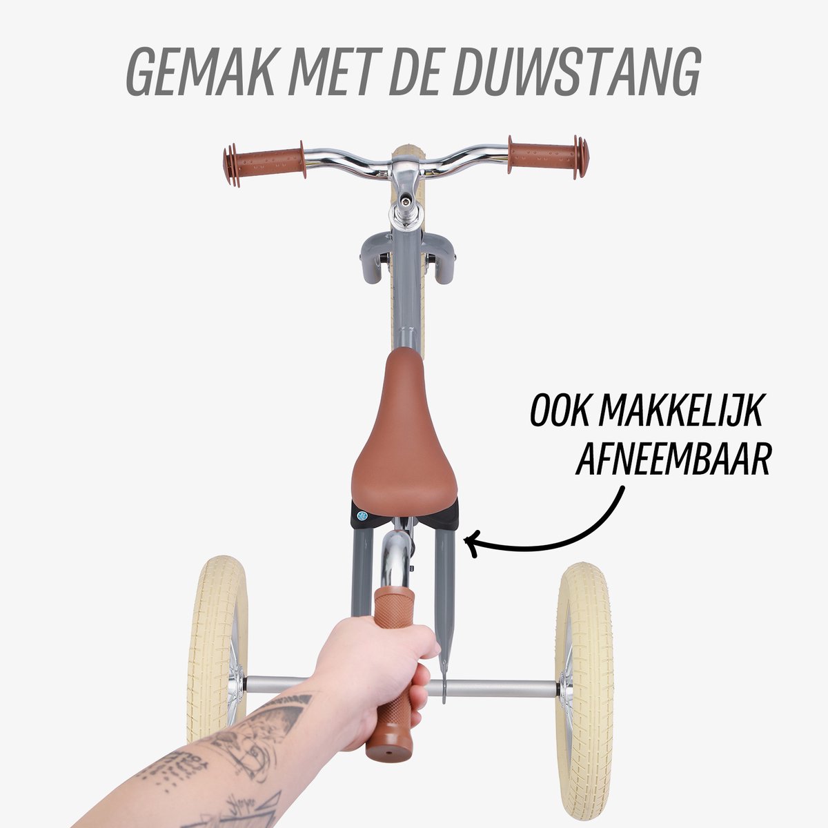 Køvapää Trike - 2 in 1 Loopfiets - 1.5 t/m 4 jaar - Met Naamsticker - 12 inch – Loopfiets - Grijs — afbeelding 10