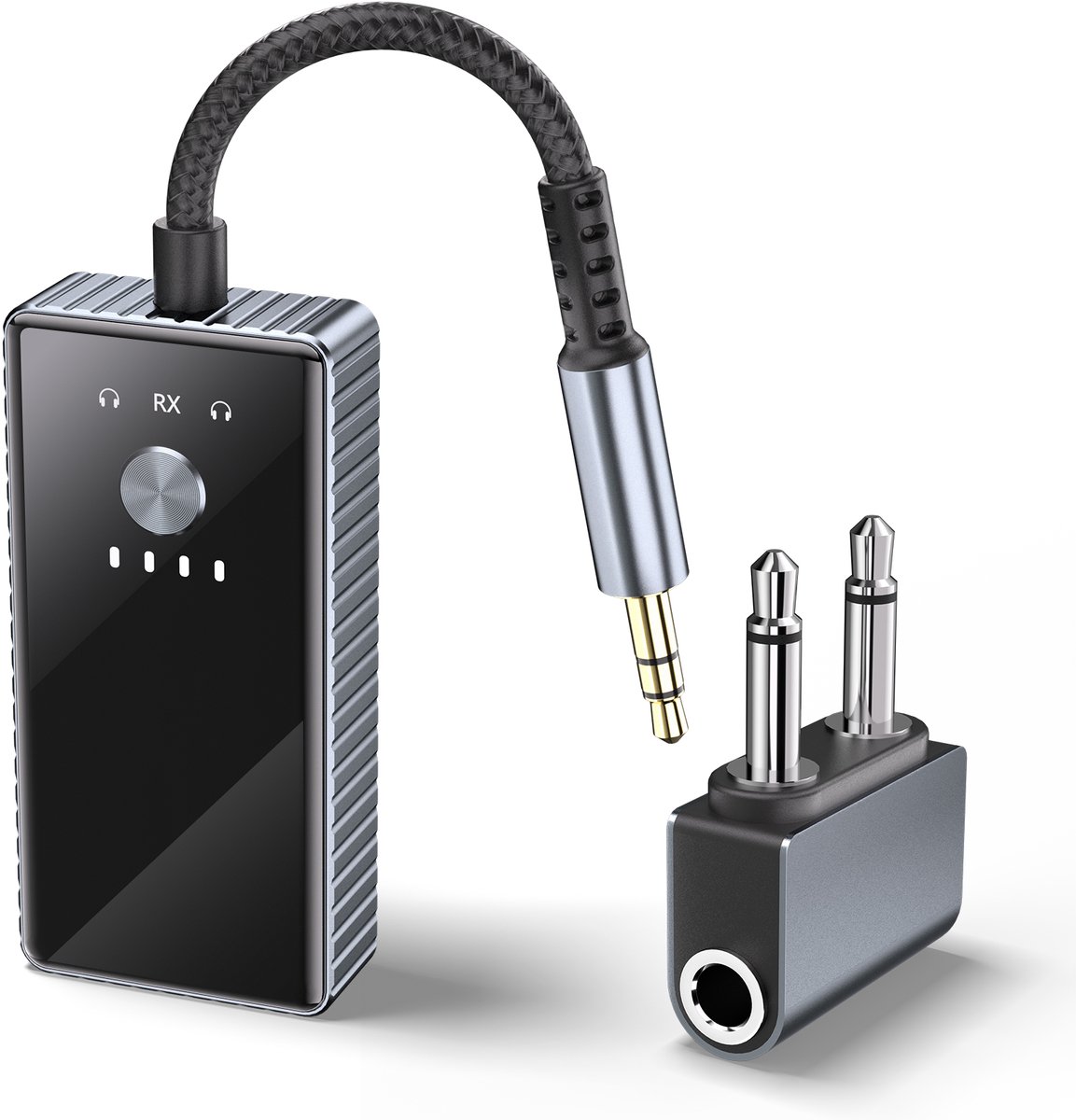 Sounix Bluetooth Transmitter & Receiver 2 in 1 - BT 5.2 - 3.5MM AUX - Bluetooth Zender - Bluetooth Ontvanger - Grijs