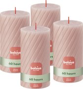 Bolsius - Rustieke Kaars - Gedraaid Patroon - 4 stuks - Roze - 60 branduren - 13 cm