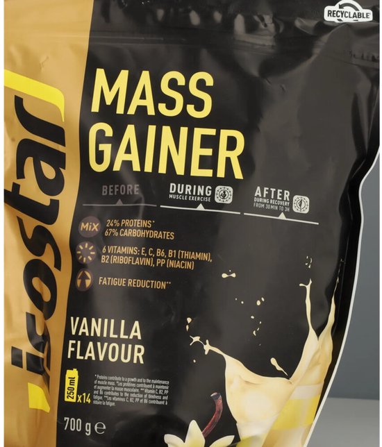 Isostar - Massgainer - Vanille - 14 shakes - 700 gram - Proteïnepoeder & koolhydraten van Merkloos — afbeelding 3