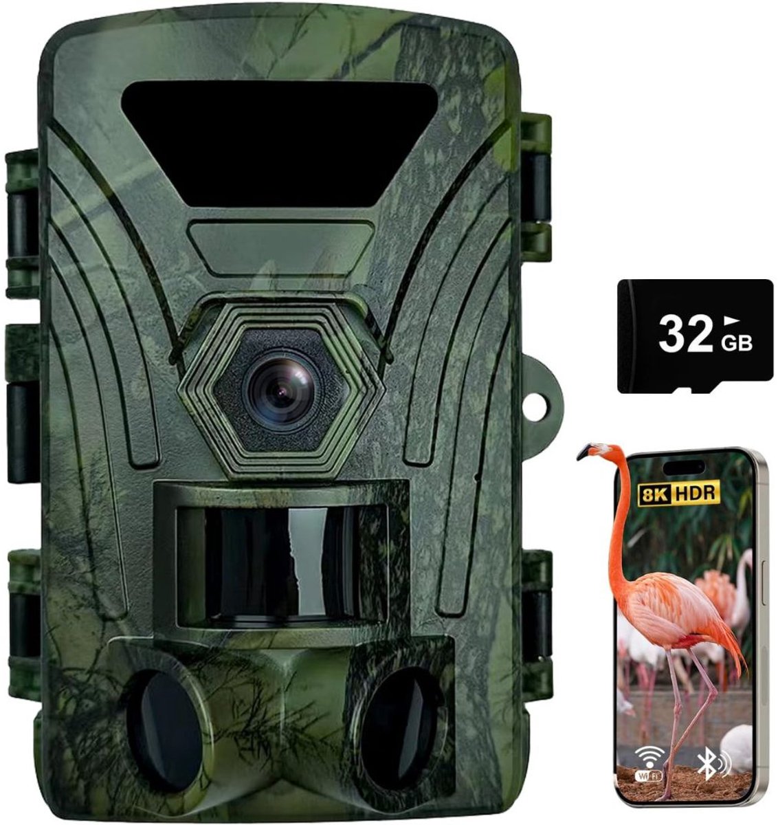 CLGP® Wildcamera met Nachtzicht - Buitencamera voor Buiten - Waterdicht - Wifi - 4K - Groen
