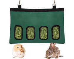 Allecto Plus - Opknoping Konijn Hooi Feeder Tas met 4 Gaten - Groen - Automatische Voederhooi Opslag