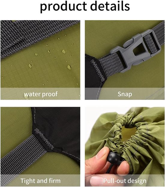 Draagtas voor Slaapzak (Groen, L) - Slaapzak Hoes - Slaapzak compressie bag - Waterafstotend en ultralicht - voor Kamperen, Camping, Backpacken, Hiken, Festivals, Logeren, Buitenhuis - Ruimtebesparende uitrusting van Merkloos — afbeelding 4