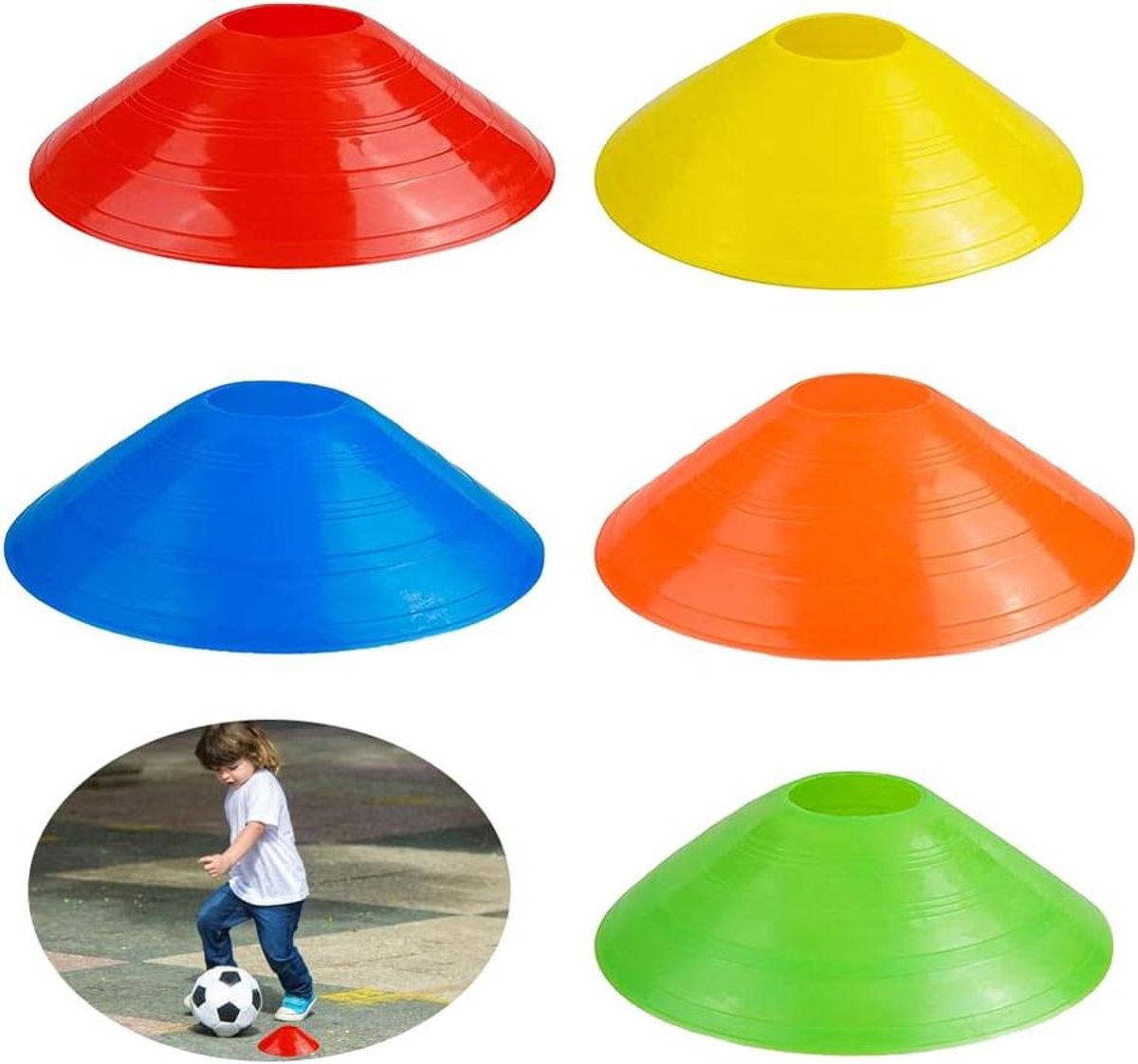 Allecto Plus - Voetbal Schijfkegels - Set van 20 - Voetbal Training - Cones Basketbal - Coaching Uitrusting - 5 Kleuren