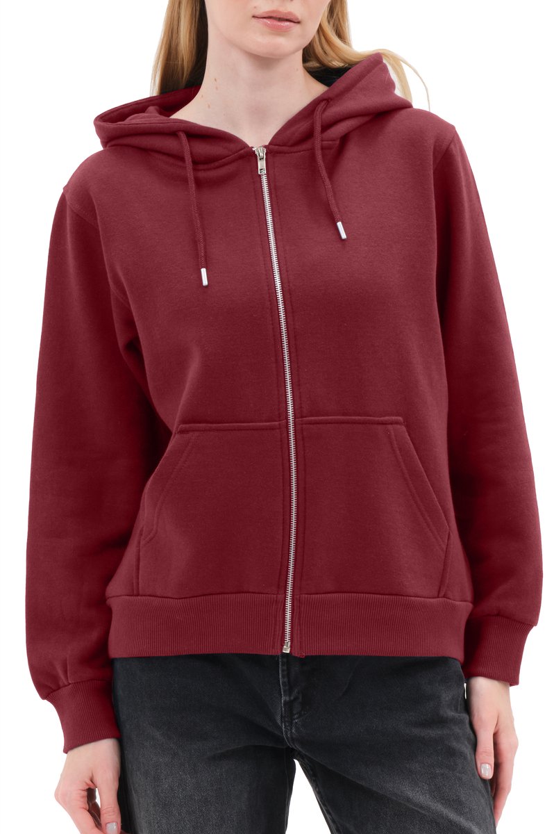 Smith & Solo vest met rits dames - sweatwest met capuchon - hoodie - Bordeaux M