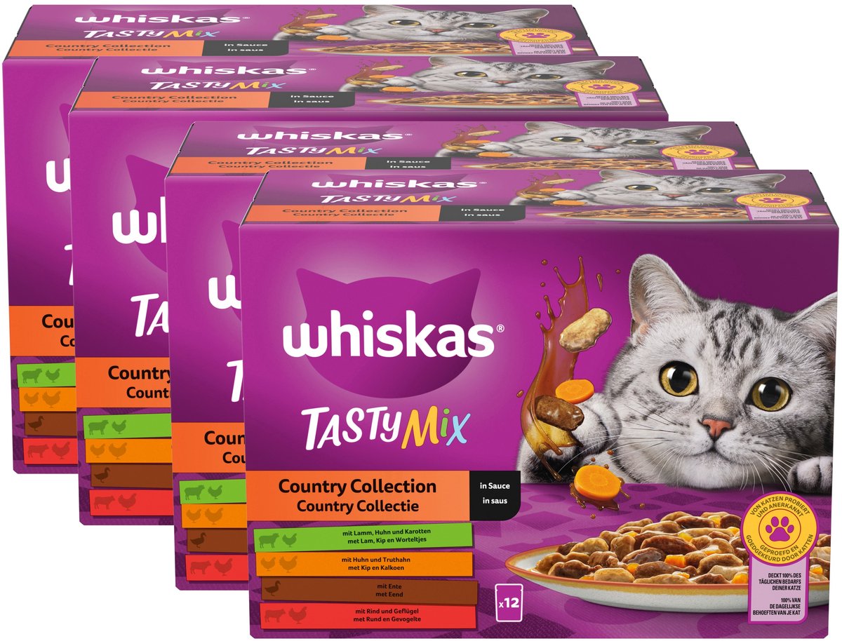 Whiskas Kattenvoer – Adult 1+ – Tasty Mix – Country’s Selection in gelei – 48x85g