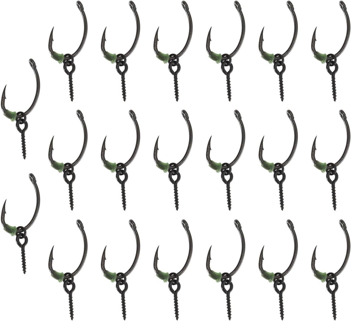 Allecto Plus - Carp Fishing: 20 Sets Ronnie Rigs met Haakaas Stoppers en Aas Schroeven - Karper Vistuig en Accessoires voor Europese Karper Visserij