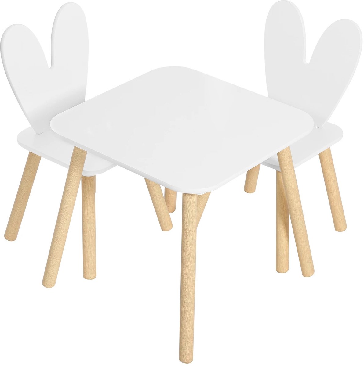 Mila Shop Kindertafel met 2 stoelen - Kinderstoelen - MDF - Tafel: 49.5 x 49.5 x 47cm - Stoel: 29.5 x29.5 x 60cm