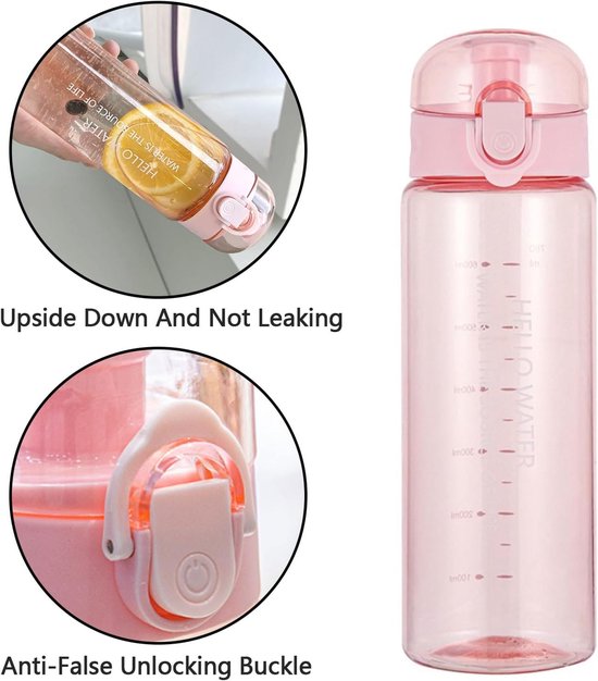750 ml platte drinkflessen, outdoor sportwaterfles met één klik