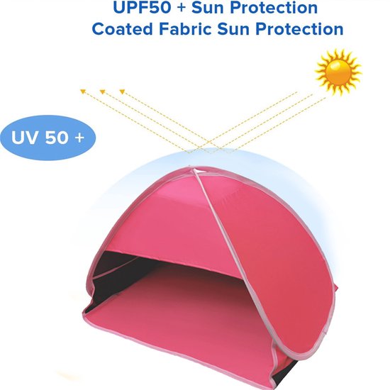 Mini Strandtent - Pop-Up Zonnekap - Draagbaar Zonnedak voor Telefoon - Rood - 80x50x55 cm van Merkloos — afbeelding 2