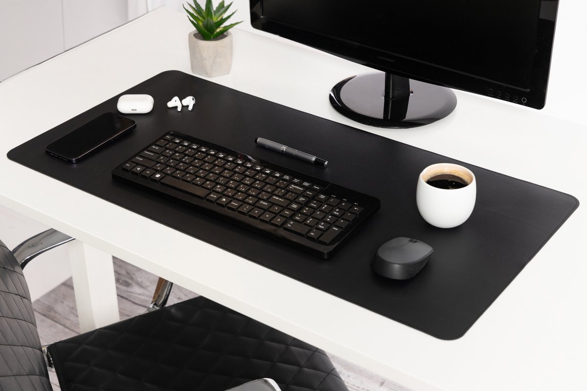 Orcq - Bureau mat - Bureau Onderlegger - Bureau Organiser - Deskmat - Hoogwaardig Kunstleer - 80 x 40 cm - Zwart -
