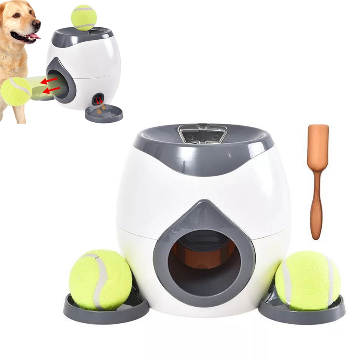 Slow Feeder Voor Honden - Automatische Ballenwerper Hond - Ballengooier Hond Automatisch - Ballenwerper Voor Honden - Utomatische Ballenwerper Voor Honden – Met Gratis 2 Tennisballen - Geschikt Voor Puppy's, Grote, Middelgrote En Kleine Honden