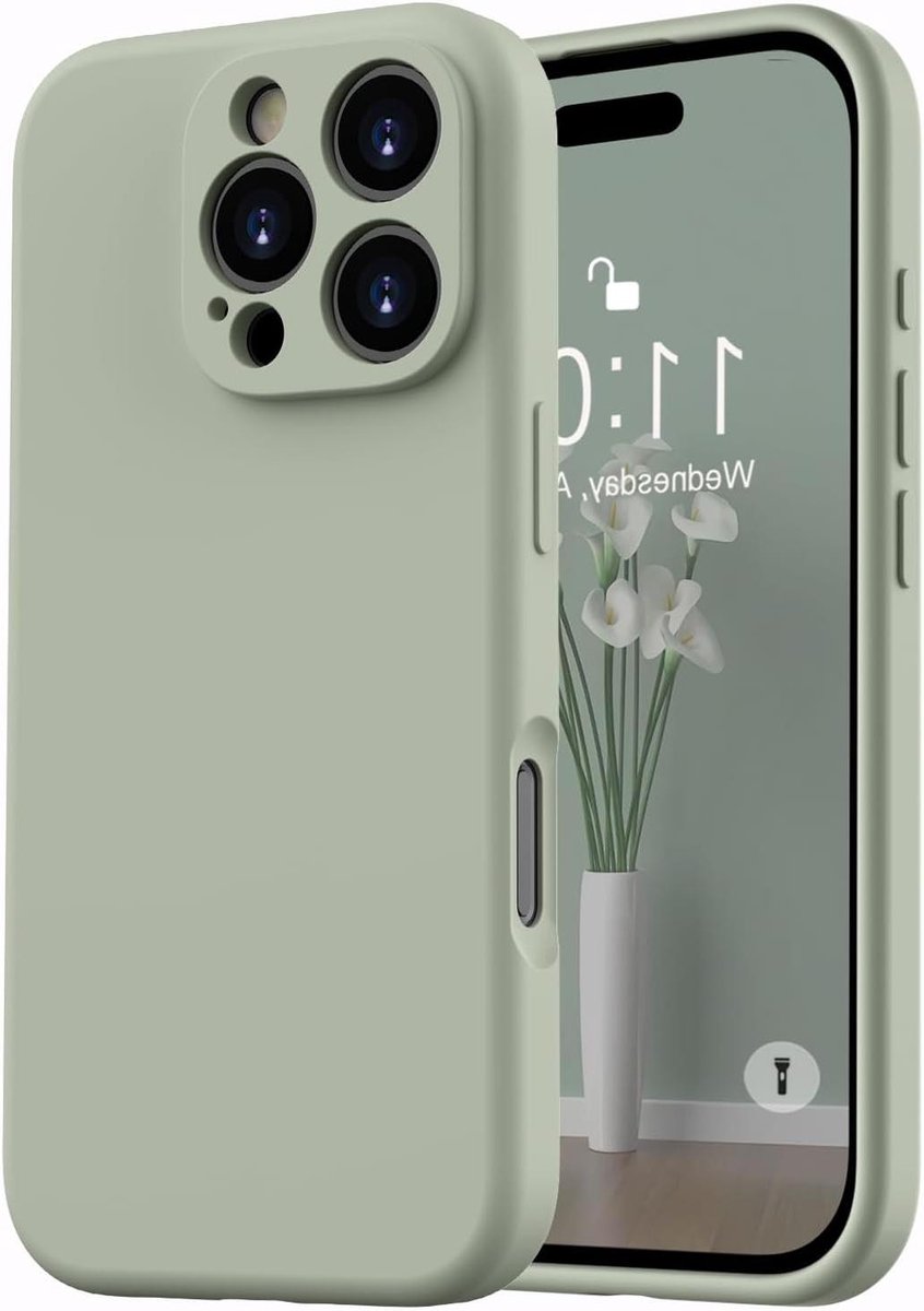 Allecto Plus - Matte hoes voor telefoonhoes ultradunne microvezel vloeibare siliconen gel rubber - krasbestendige bescherming - kopergroen - geschikt voor iPhone 16 Pro - 6.3 inch.