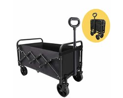 Bolderkar Opvouwbaar en draagbaar(Kleur:Zwart)-Outdoor Vierwielig-150kg draagvermogen-Picknick, Supermarkt, Vissen, Boodschappen doen - Boodschappenwagentje, Kampeerwagentje - Opvouwbare staarttafeltrolleys 66*41.5*47.5cm