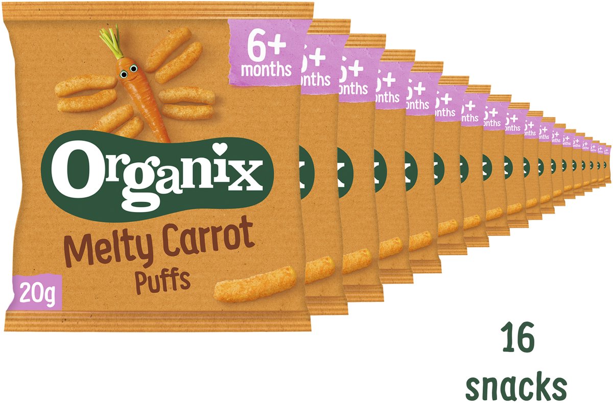 Goedkoopste Organix Wortel Knabbels 6 m - Babymaaltijd - Snack - 16 x 20g - Voordeelverpakking