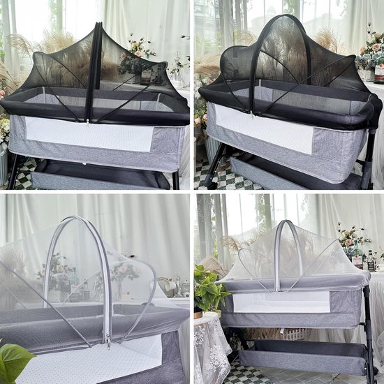 Babybedje Co-Sleeper Klamboehoes voor Reiswieg Wieg Bedside Sleeper, Insectenkat Net Rits Klamboe voor Babybedje Co-Sleeping Bed, Toepasselijke bedmaat: 55cmx100cm van Larjoe. — afbeelding 5