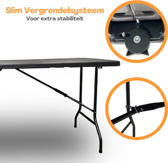 Rijoka Inklapbare Picknicktafel - Rattan Design - Klaptafel met 2 Klapbanken - Biertafel 6 tot 8 personen - Draagkracht 150kg - Taupe van Rijoka — afbeelding 5