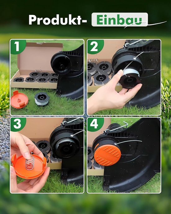 6 stuks trimmerdraadspoelen geschikt voor Black & Decker, Ø 1,65 mm met 9 m trimmerdraad, bevat 1 reserve spoelafdekking en 1 reserve veer van Merkloos	 — afbeelding 3