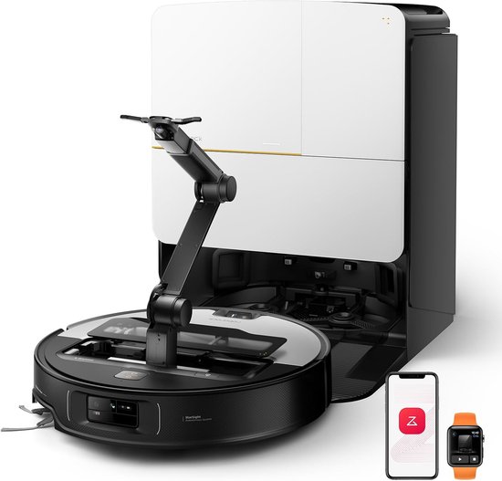 Roborock Saros Z70 – Robotstofzuiger en dweilrobot – Met OmniGrip-arm – 22.000 Pa – Aangedreven door AI – 7,98 cm ultradun – FlexiArm Riser – Tech AdaptiLift-chassis – Vermijdt obstakels – Multifunctioneel dock 4.0