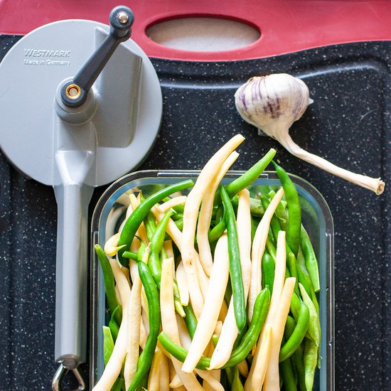 Westmark Bonensnijder met 2 snijopeningen, tafelmontage, roestvrij staal/aluminium, zilver, 11822260