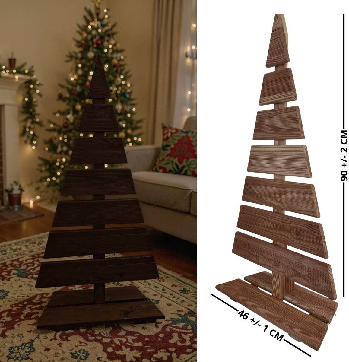 be4nature Kerstboom Hout Hoogte 92 cm Voetbreedte 45 cm Alternatief Kerstboom Decoratie Houten Kerstbomen Grote Houten Kerstboom Kerstmis Boom Donkerbruin