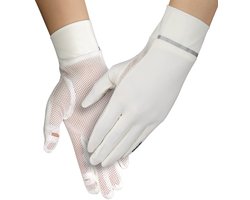 Dames zomerhandschoenen met UV-bescherming voor autorijden Korte handschoenen met bloemenpatroon en antislip touchscreen Elegant handschoenen met UV-bescherming voor vissen, wandelen en fietsen Handschoenen met volledige vingers voor bruiden