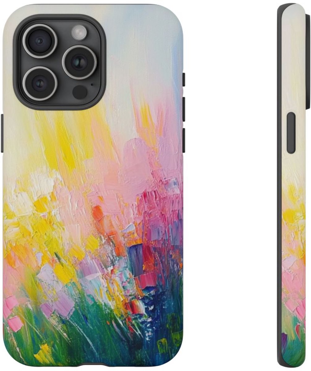 Abstracte Kleurrijke Verfstreken – Telefoonhoesje Geschikt voor iPhone 15 Pro Max