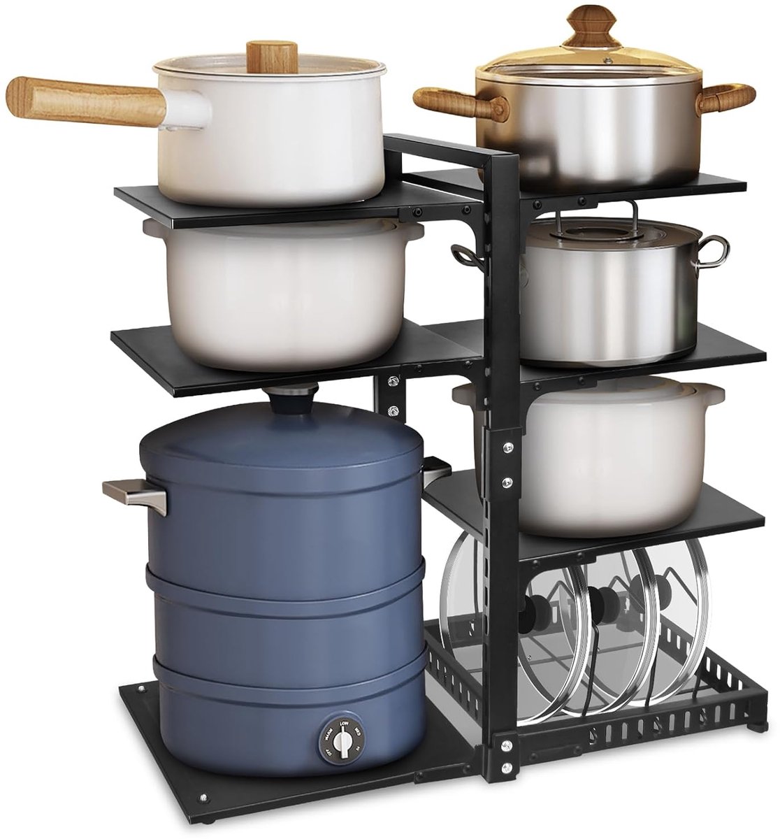Verstelbare pan-organizer - multifunctioneel - 1 stuk - koolstofstaal