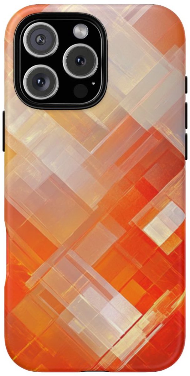 Abstract Geometrisch Oranje Patroon – Telefoonhoesje Geschikt voor iPhone 16 Pro Max