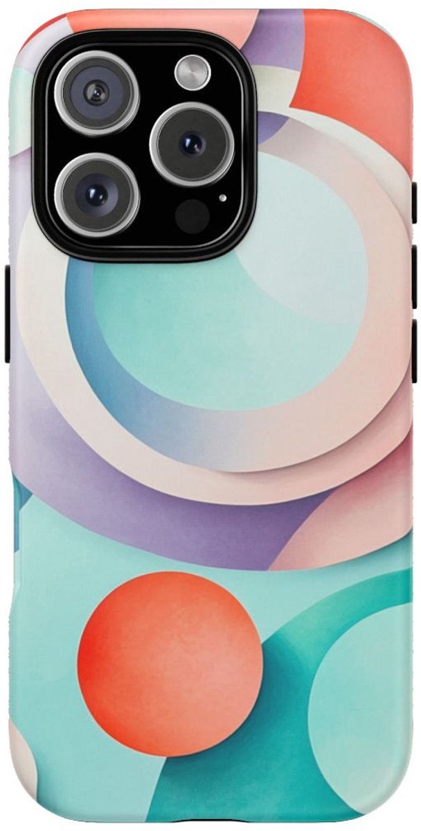 3D Pastel Cirkels Abstracte Kunst – Telefoonhoesje Geschikt voor iPhone 16 Pro