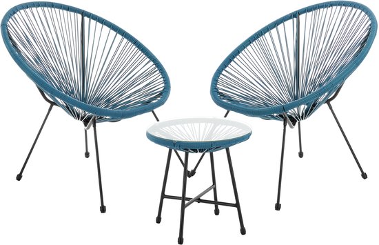 Ensemble de meubles de balcon SVITA BALI - Ensemble de salon Relax Egg-Chair en Design Blauw