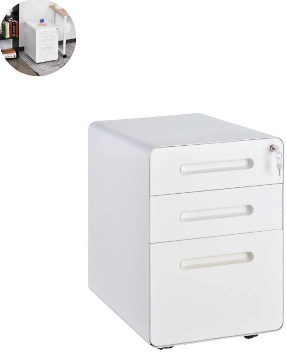 Archiefkast - Dossierkast - Roldeurkast - Kantoorkast - Opbergkasten met deuren - Archiefkast Metaal - 39 x 48 x 59 cm - Wit