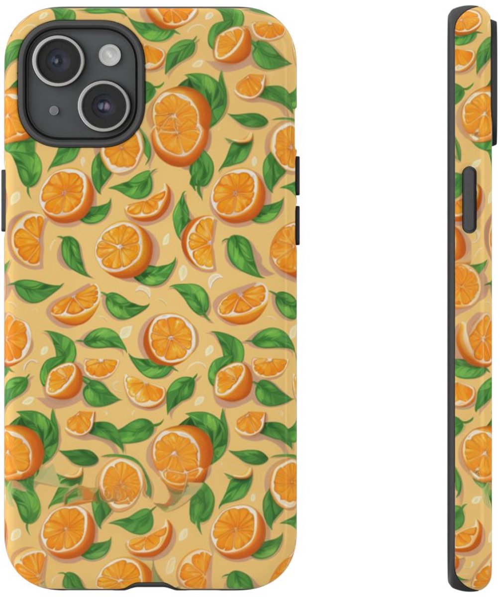 Vrolijk Sinaasappelpatroon – Telefoonhoesje Geschikt voor iPhone 15 Plus