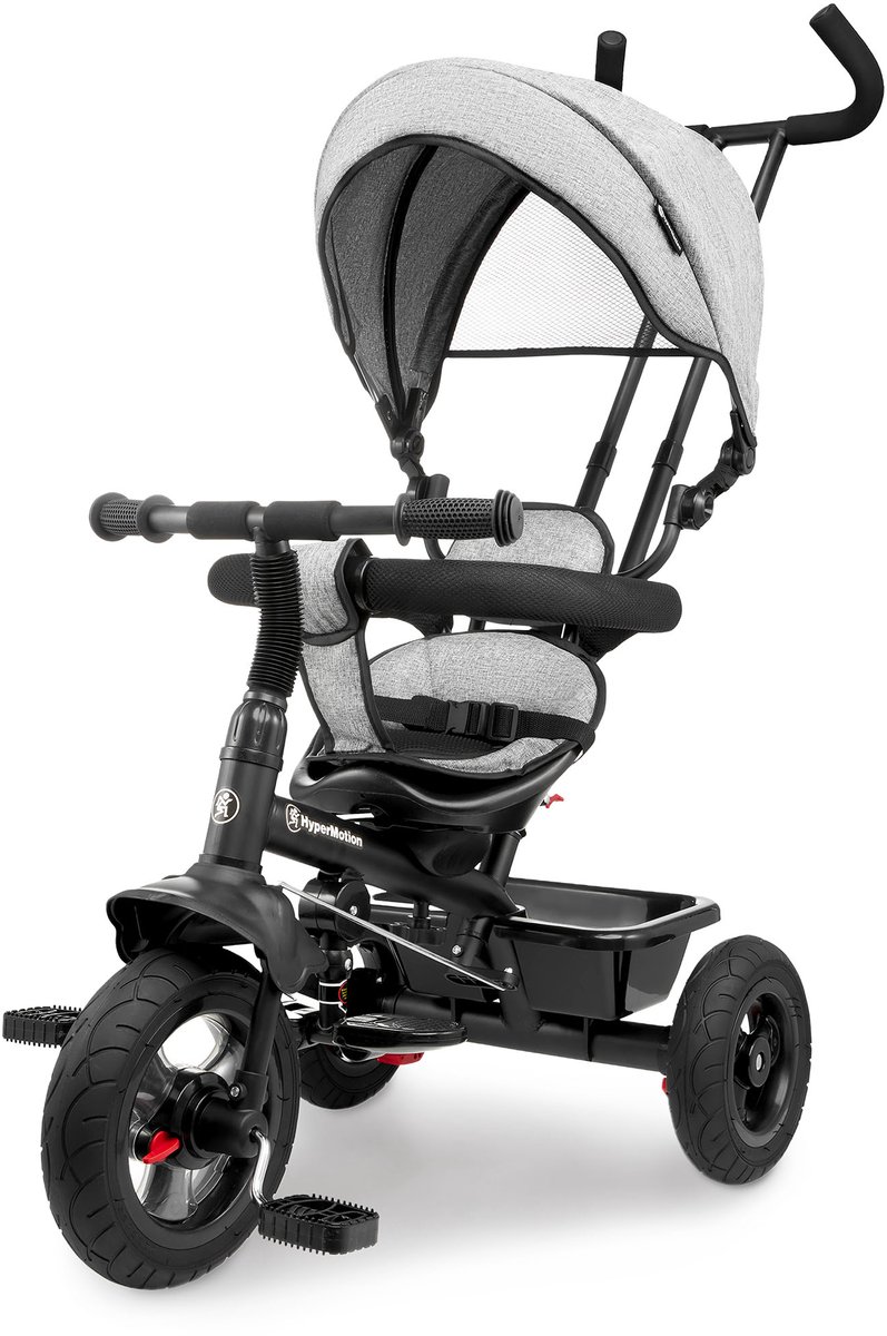 HyperMotion Kinderdriewieler van 1 Jaar tot 20 kg Kinderfietsen 1-4 Jaar Peuterfiets met Duwstuur Baby Peuterfiets Driewieler Ouderhandvat eerste Fiets Grijs