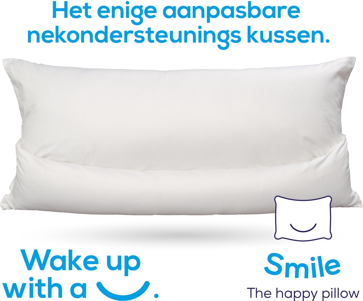 Smile Verstelbaar Ergonomisch Hoofdkussen - 40x60 cm– Anti Nekpijn & Schouderklachten – IGR Gecertificeerd – Individueel Aanpasbaar Kussen – Voor Rug-, Zij- en Buikslapers