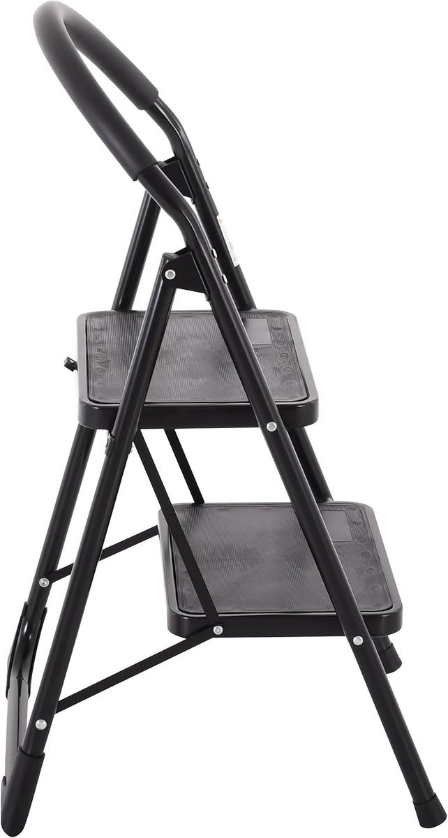 IBBO Shop – Stalen trapladder – Inklapbare trapladder – 2 treden ladder – Antislip trapladder – Huishoudtrap – Compacte trapladder – Stabiele ladder – Zwart – foto 6