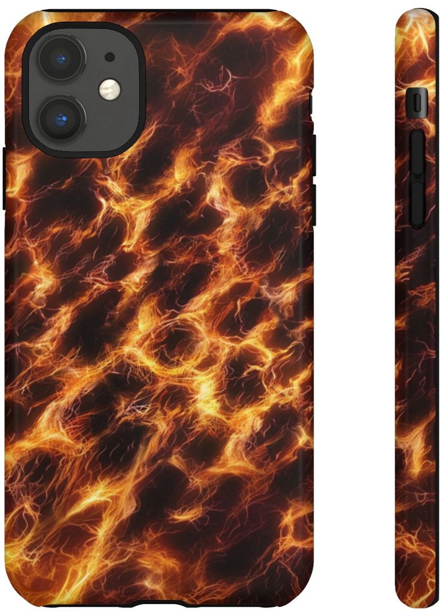 Gloeiende Vezelstructuur met Vurige Lijnen – Telefoonhoesje Geschikt voor iPhone 11