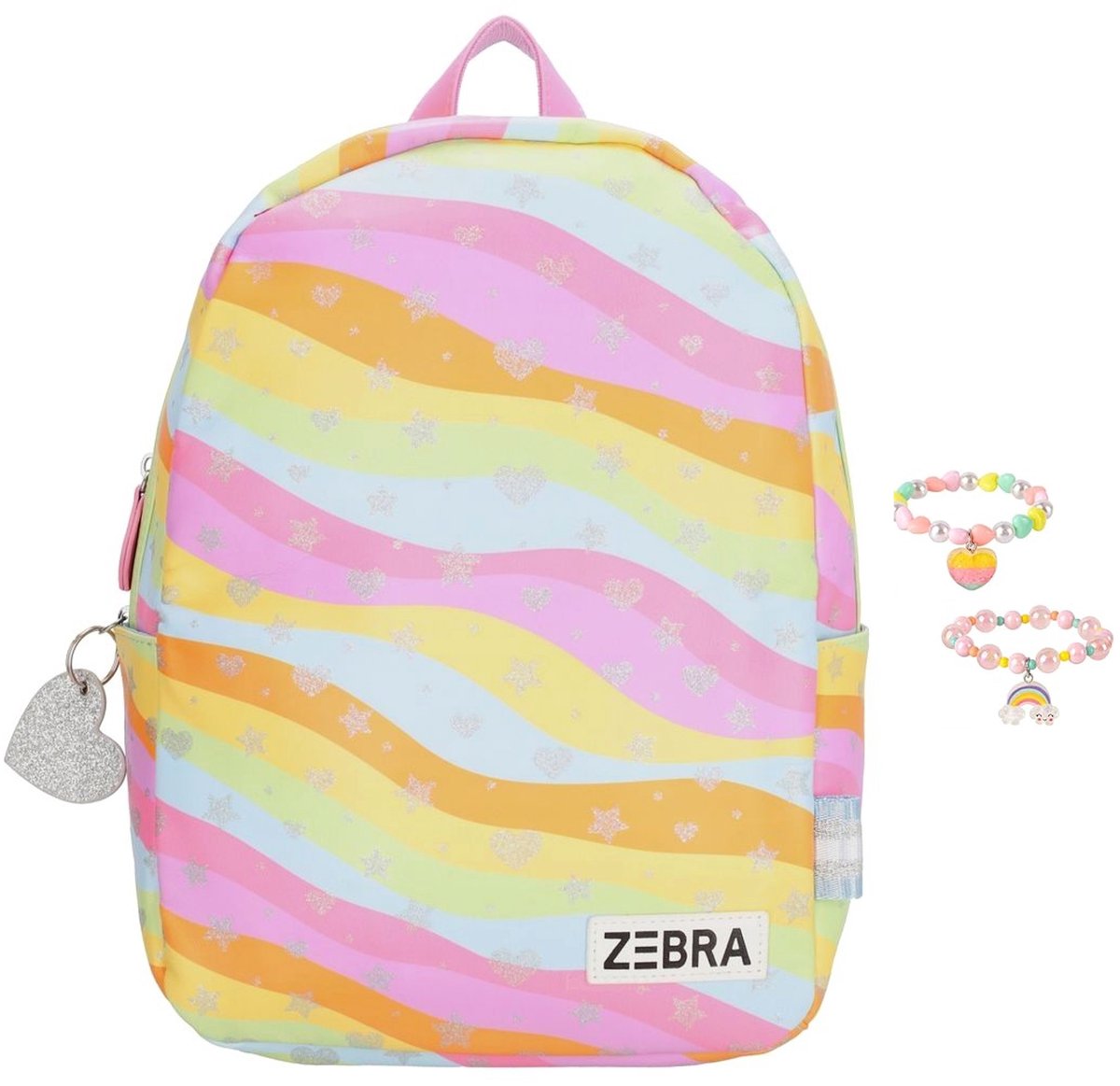 Zebra Rugzak Colour Waves - kinderrugtas, rugtas, kinderrugzak, schooltas + armbandje