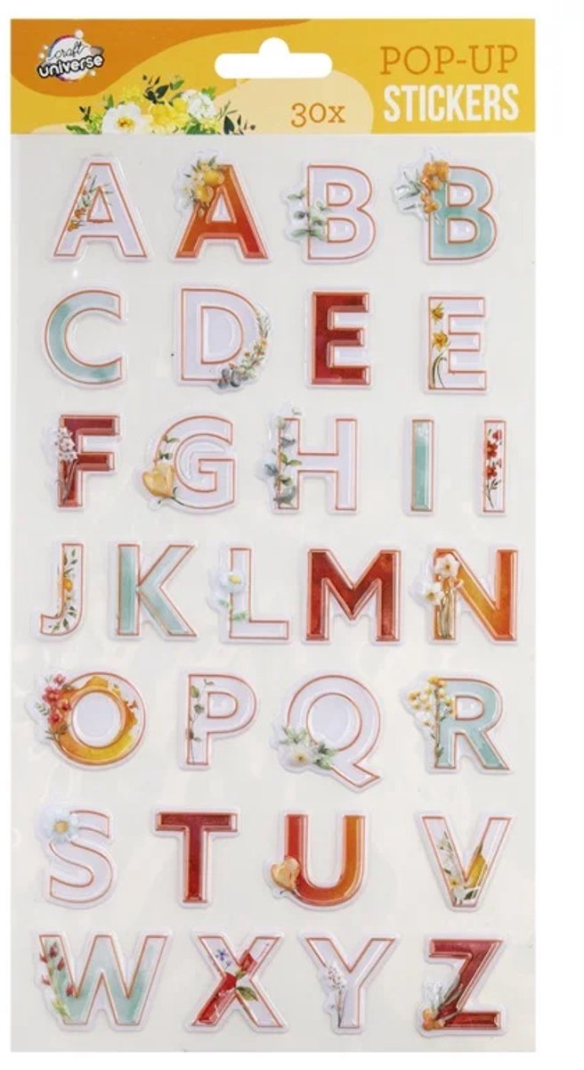 3D Alfabet Stickers voor Volwassenen en Kinderen Rood/Oranje - Letter Stickers - Plakletters Alfabet