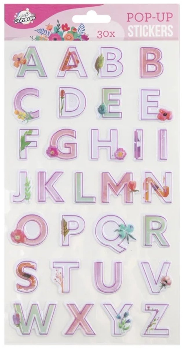 3D Alfabet Stickers voor Volwassenen en Kinderen Roze/Paars - Letter Stickers - Plakletters Alfabet