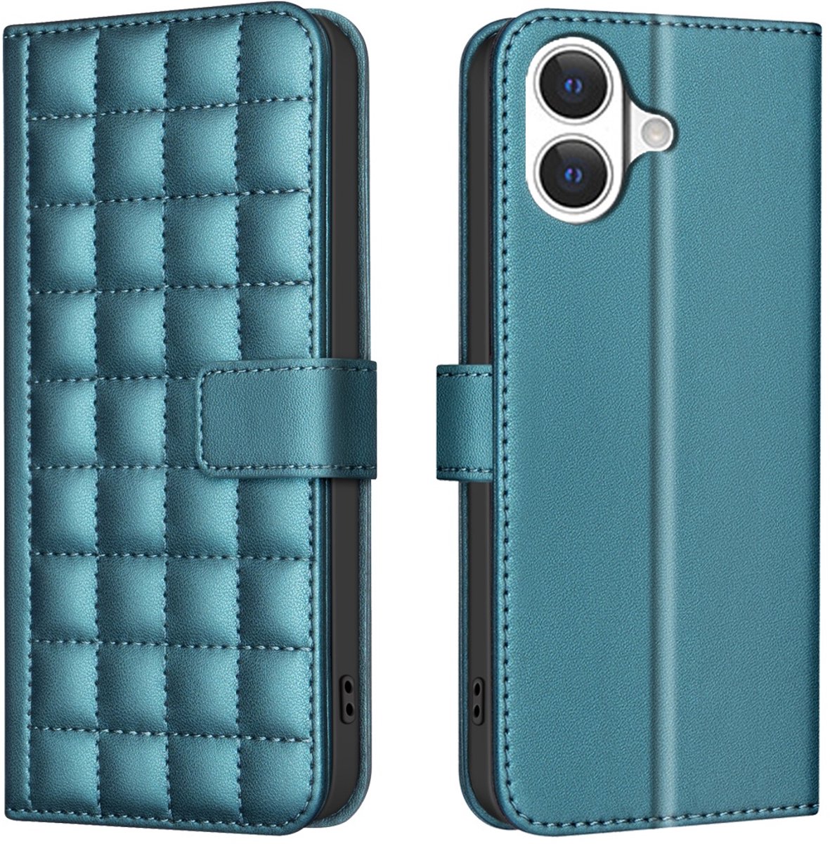 BINFEN Hoesje - Geschikt voor iPhone 17 Hoesje - BINFEN Square Color Book Case - Groen