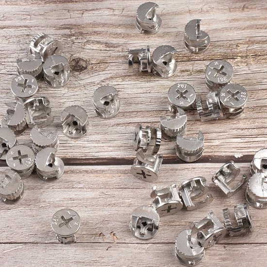 40 Stuks Excentrische Meubelverbinders 15x12mm - Excentrische Meubelconnectoren - Zinklegering - Meubelverbinders - Kastverbinders - Excentrische Connectoren Nokken Sluitmoer voor Meubels - Kasten - Lades — afbeelding 2