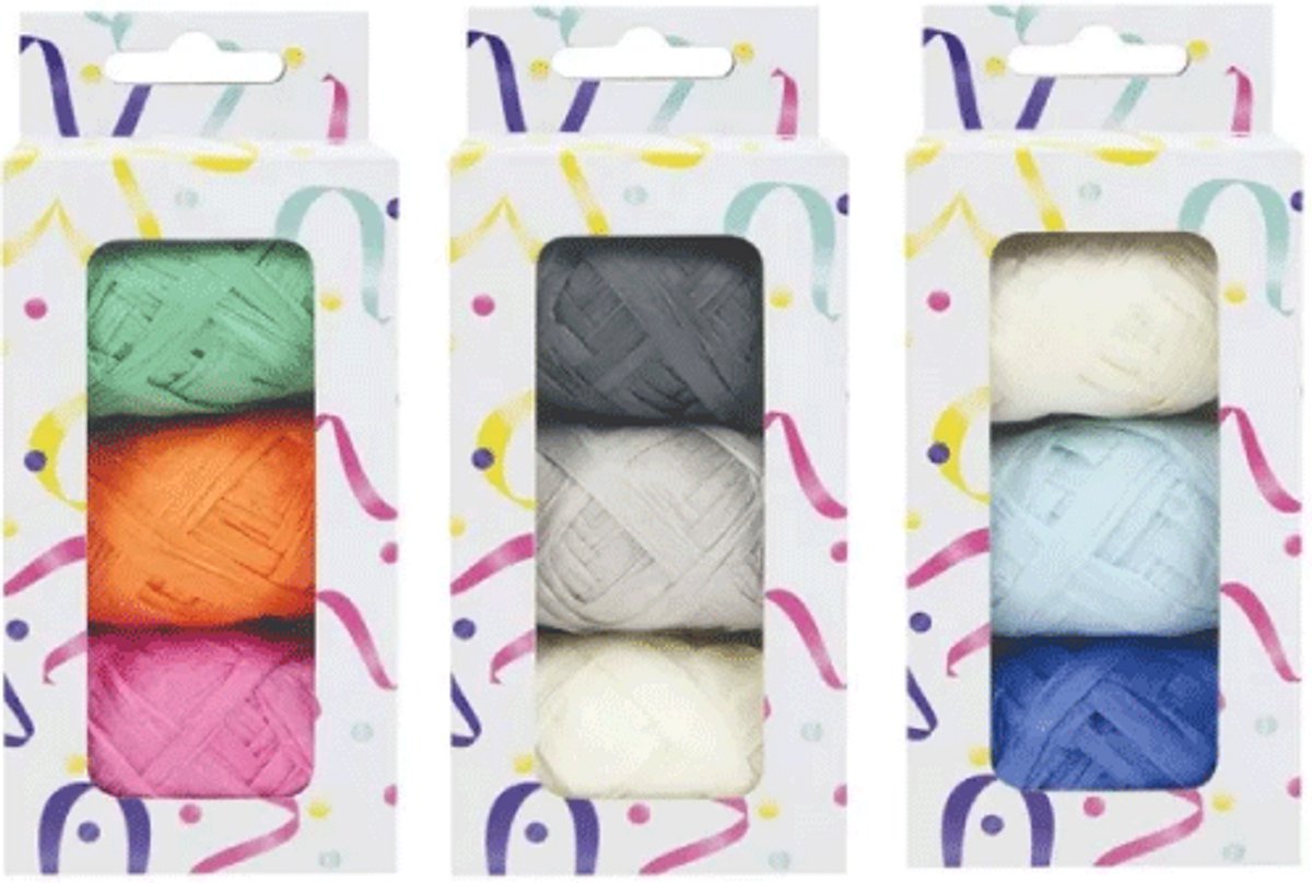 3 bolletjes krullint raffia