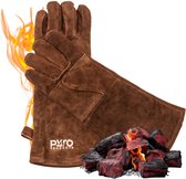 Gant en Cuir résistant à la chaleur PyroProducts® - Gant de BBQ - Ignifuge - Jusqu'à 500 °C - Marron
