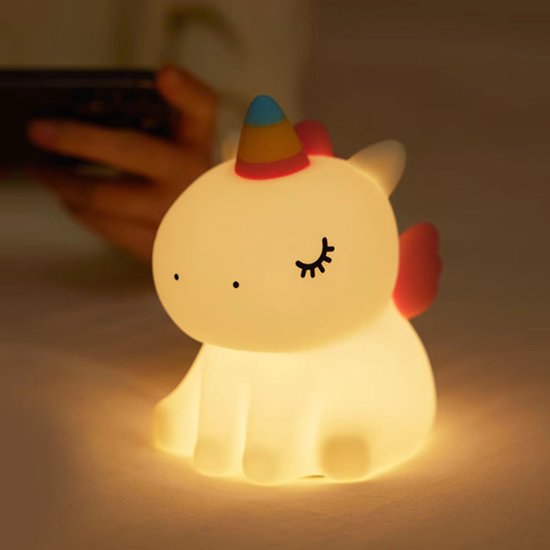 Nachtlampje Kind - LED Siliconen Nachtlamp - Draadloos & Oplaadbaar - Eenhoorn van Sitting Unicorn Silicone Lamp — afbeelding 2