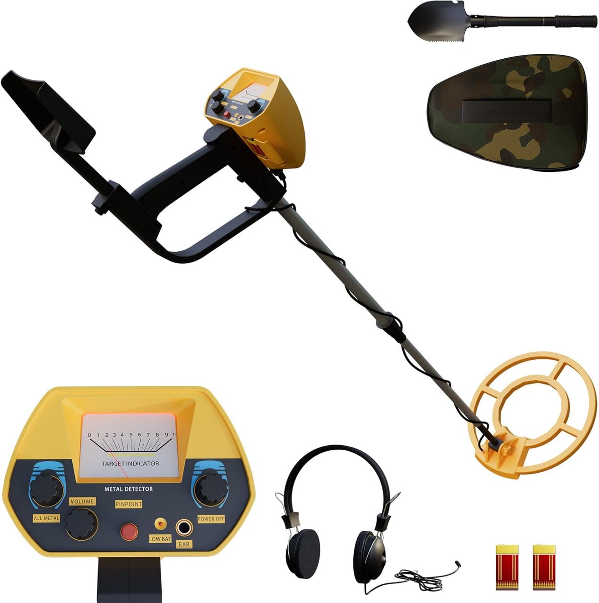 Aufun Metaaldetector Kinderen Kinderdetector Lichtgewicht Verstelbare Waterdichte Zoekspoel Hoogte Verstelbare 80-105cm Handheld Detector met Hoge Precisie Professionele Pinpointer Gouddetector