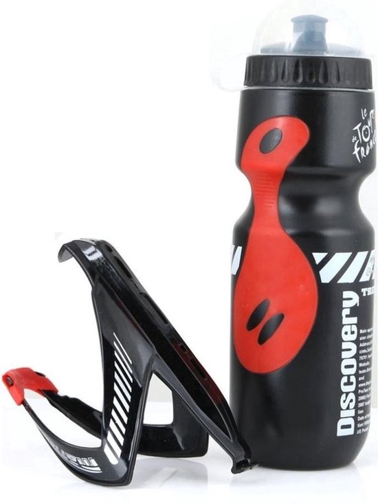 Nixnix® - Bidon met bidonhouder (2x) 650ml Zwart - Mountainbike - Race — afbeelding 2