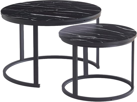 Vic houten bijzettafels zwart - set van 2