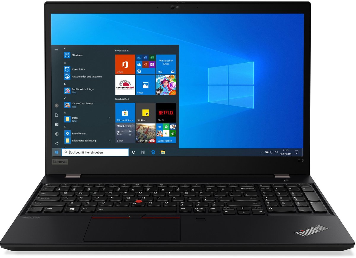 Lenovo ThinkPad T15 DDR4-SDRAM - Notebook - 39,6 cm (15.6") - 1920 x 1080 Pixels - Intel® 11de generatie Core™ i5 8 GB - 256 GB SSD - Wi-Fi 6 (802.11ax) - Windows 10 Pro - Zwart
